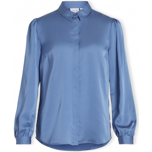 textil Dame Toppe / Bluser Vila Noos Shirt Ellette Satin - Coronet Blue Blå