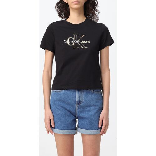 textil Dame T-shirts & poloer Calvin Klein Jeans J20J222639 BEH Sort