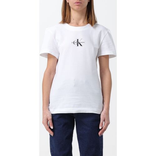 textil Dame T-shirts & poloer Calvin Klein Jeans J20J222564 YAF Hvid