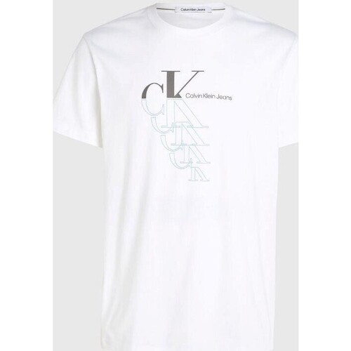 textil Herre T-shirts m. korte ærmer Calvin Klein Jeans J30J325352YAF Hvid
