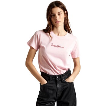 textil Dame T-shirts m. korte ærmer Pepe jeans CAMISETA MUJER LORETTE   PL505827 Pink
