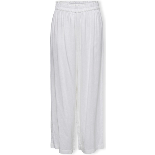 textil Dame Bukser Only Noos Tokyo Linen Trousers - Bright White Hvid
