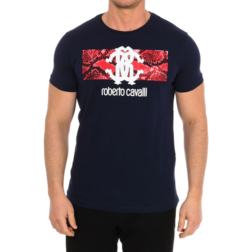 textil Herre T-shirts m. korte ærmer Roberto Cavalli FST647-NAVY Blå