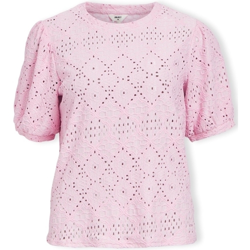 textil Dame Toppe / Bluser Object Top Feodora S/S - Pastel Lavender Pink