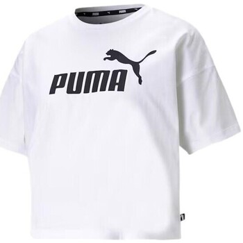 textil Dame T-shirts m. korte ærmer Puma CAMISETA MUJER ESS  CROPPED LOGO  586866 Hvid
