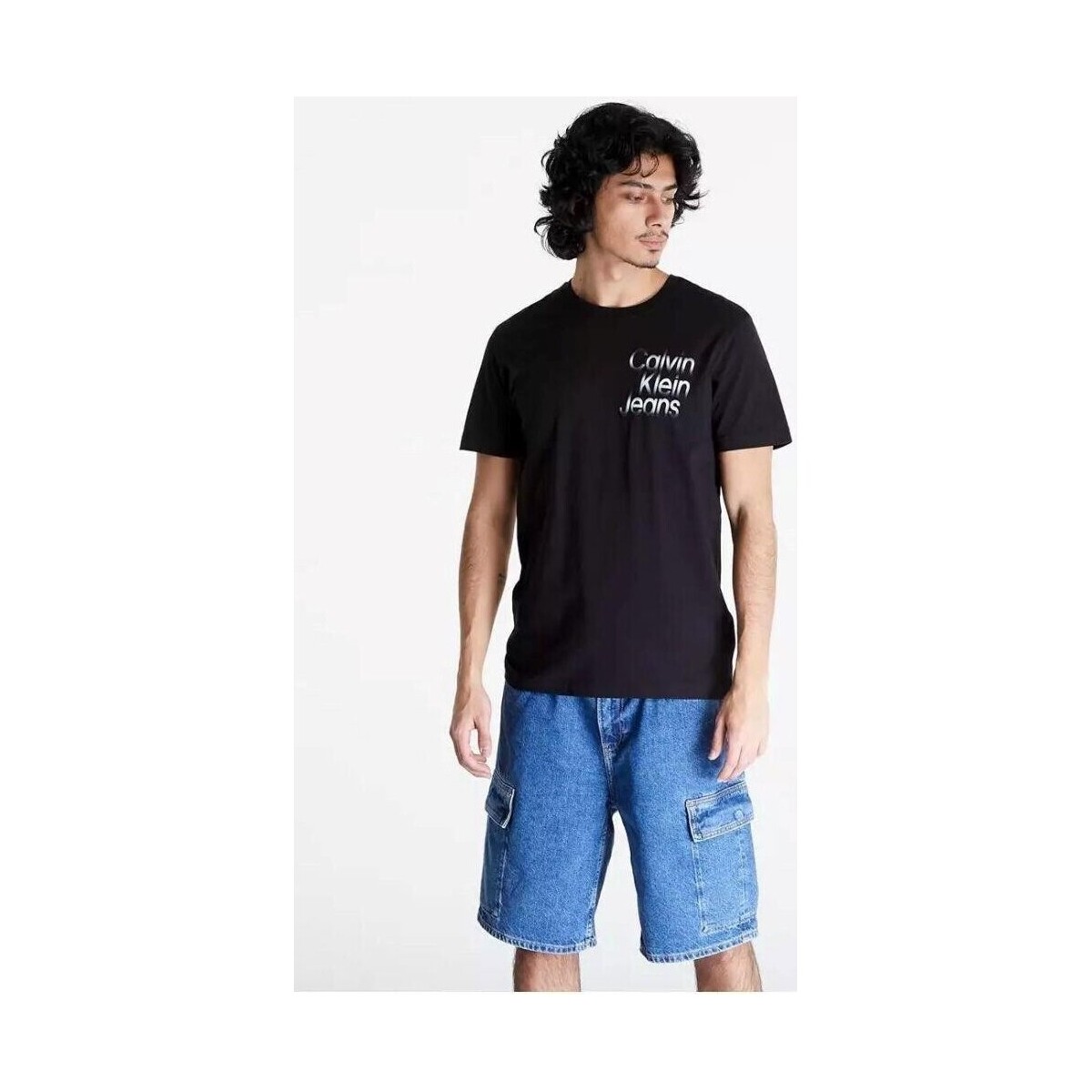 textil Herre T-shirts m. korte ærmer Calvin Klein Jeans J30J325189BEH Sort