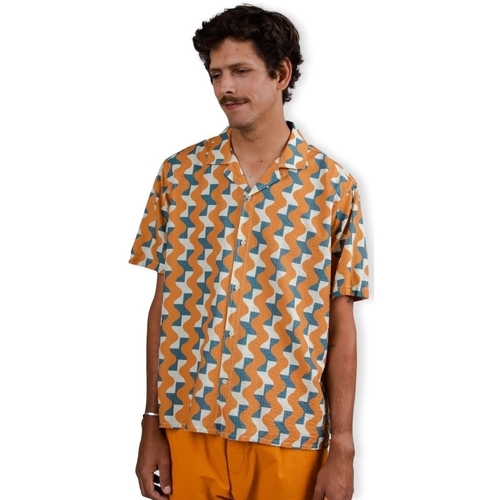 textil Herre Skjorter m. lange ærmer Brava Fabrics Big Tiles Aloha Shirt - Ochre Flerfarvet