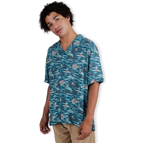 textil Herre Skjorter m. lange ærmer Brava Fabrics Peanuts Coast Aloha Shirt - Blue Blå