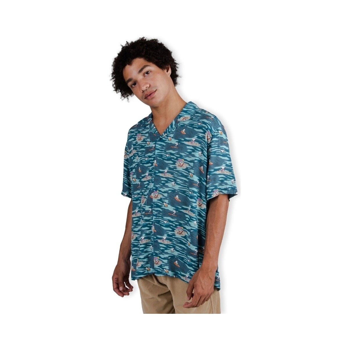textil Herre Skjorter m. lange ærmer Brava Fabrics Peanuts Coast Aloha Shirt - Blue Blå