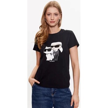 textil Dame T-shirts & poloer Karl Lagerfeld 230W1704 IKONIC 2.0 Sort