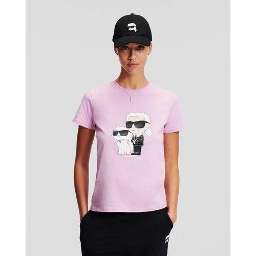 textil Dame T-shirts & poloer Karl Lagerfeld 230W1704 IKONIC 2.0 Pink