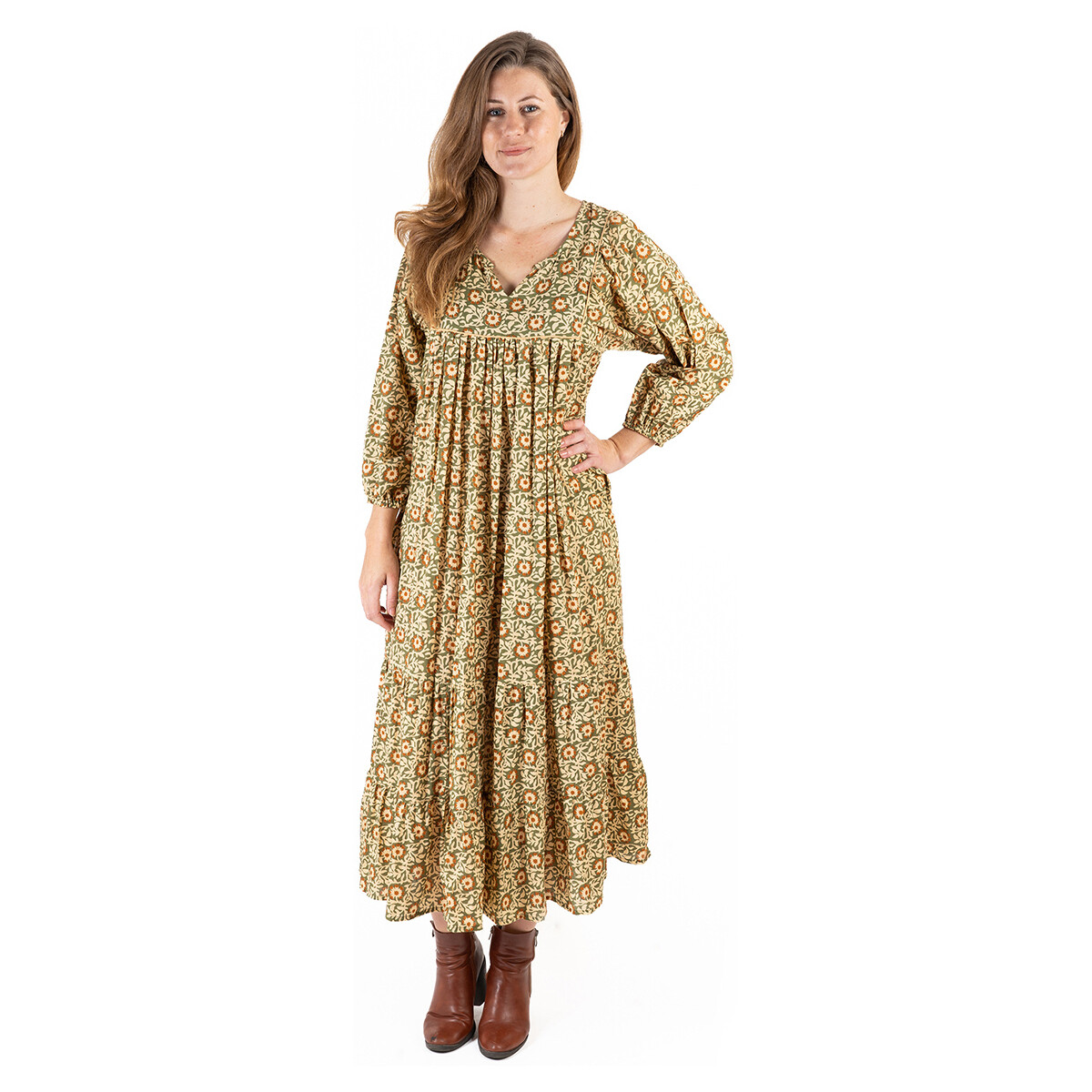 textil Dame Lange kjoler Isla Bonita By Sigris Lang Midi Kjole Brun