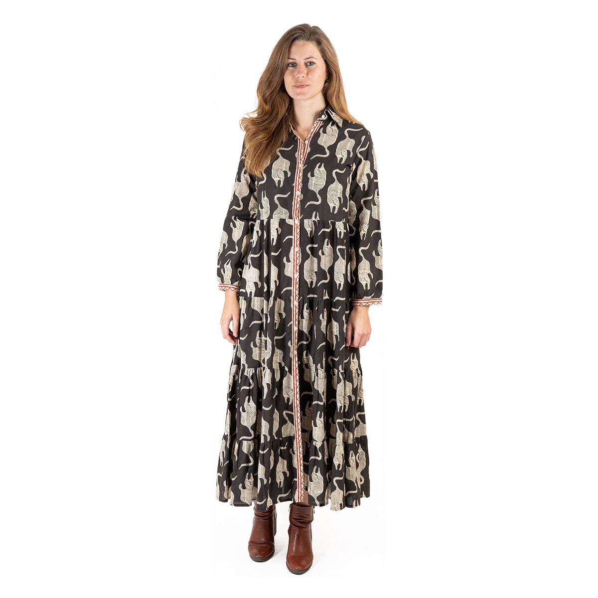 textil Dame Lange kjoler Isla Bonita By Sigris Lang Midi Kjole Sort