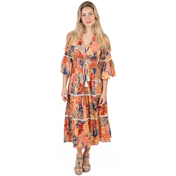 textil Dame Lange kjoler Isla Bonita By Sigris Lang Midi Kjole Orange