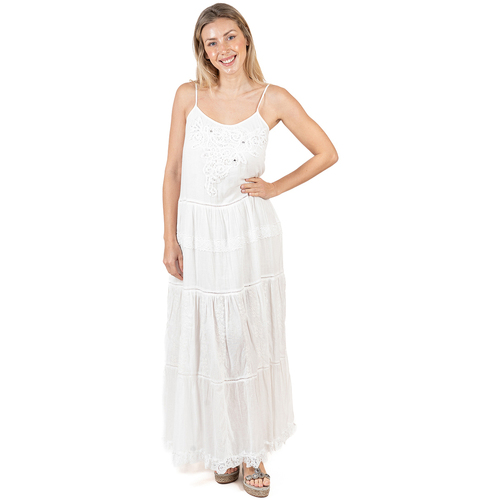 textil Dame Lange kjoler Isla Bonita By Sigris Lang Midi Kjole Hvid