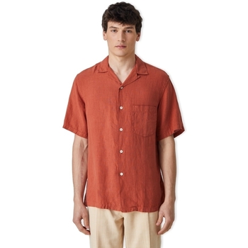 textil Herre Skjorter m. lange ærmer Portuguese Flannel Linen Camp Collar Shirt - Terracota Rød