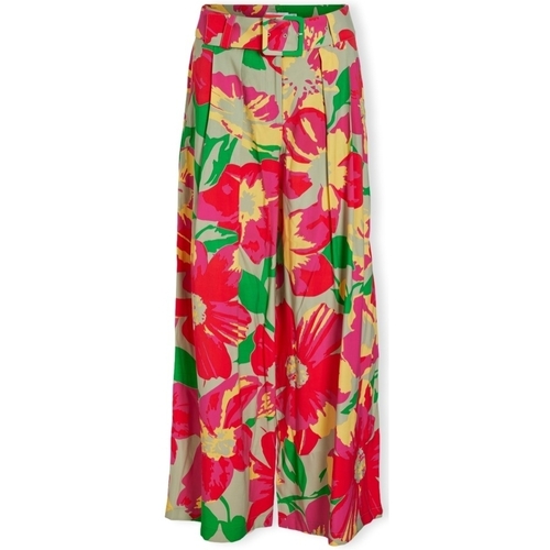 textil Dame Bukser Vila Halin Wide Trousers - Swamp/Big Flower Flerfarvet