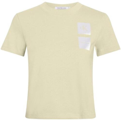 textil Dame T-shirts m. korte ærmer Calvin Klein Jeans  Grøn