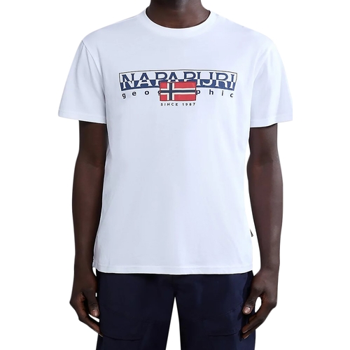 textil Herre T-shirts m. korte ærmer Napapijri 234922 Hvid