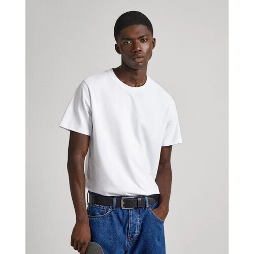 textil Herre T-shirts m. korte ærmer Pepe jeans PM509206 CONNOR Hvid