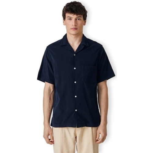 textil Herre Skjorter m. lange ærmer Portuguese Flannel Cord Camp Collar Shirt - Navy Blå