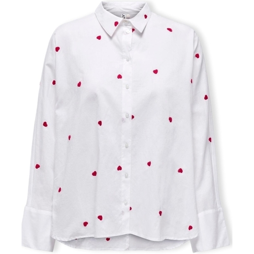 textil Dame Toppe / Bluser Only New Lina Grace Shirt L/S - Bright White/Heart Hvid