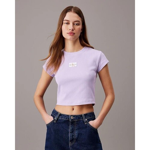 textil Dame T-shirts m. korte ærmer Calvin Klein Jeans J20J223552VFR Violet
