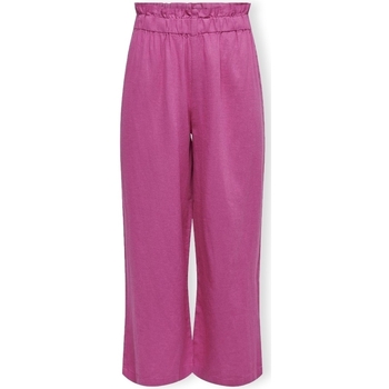 textil Dame Bukser Only Solvi-Caro Linen Trousers - Raspberry Rose Pink