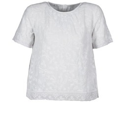 textil Dame T-shirts m. korte ærmer Manoush COTONNADE SMOCKEE Hvid