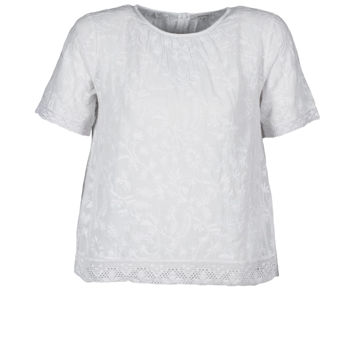 textil Dame T-shirts m. korte ærmer Manoush COTONNADE SMOCKEE Hvid