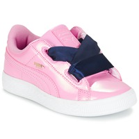 Sko Pige Lave sneakers Puma BASKET HEART PATENT PS Pink / Marineblå