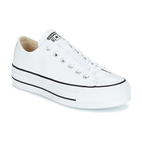 Converse CHUCK TAYLOR ALL STAR LIFT CLEAN OX LEATHER Hvid - Gratis fragt | Spartoo.dk ! - Sko Lave sneakers Dame 628,00